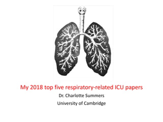 My 2018 top five respiratory-related ICU papers
Dr. Charlotte Summers
University of Cambridge
 