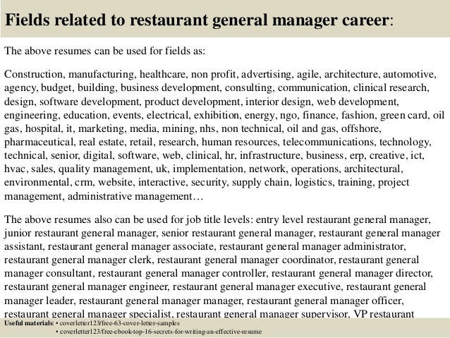top 5 restaurant general manager cover letter samples restaurant general manager cover letters