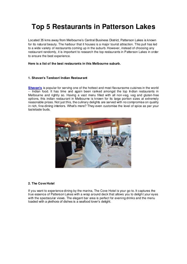 Top 5 restaurants in patterson lakes