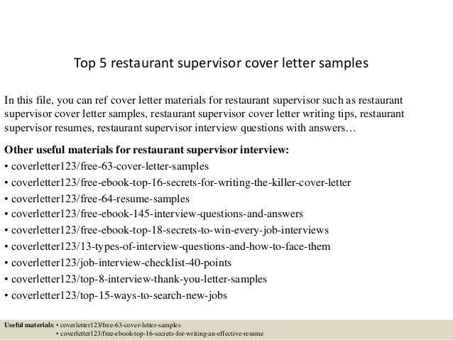 Supervisor cover letter samples