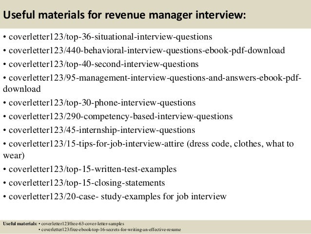 revenue manager cover letter