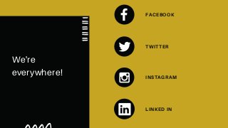 We're
everywhere!
FACEBOOK
TWITTER
INSTAGRAM
LINKED IN
 