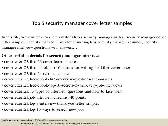 Sample cover letter for security job