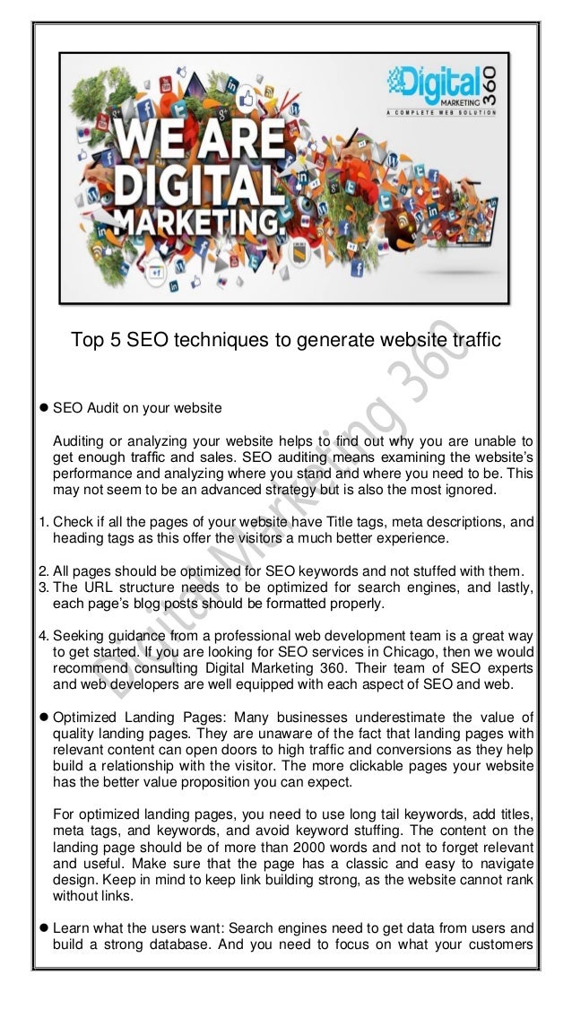 Top 5 Seo Techniques To Generate Website Traffic