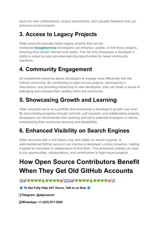 Maximizing Developer Success with Old GitHub Accounts: Benefits and ...