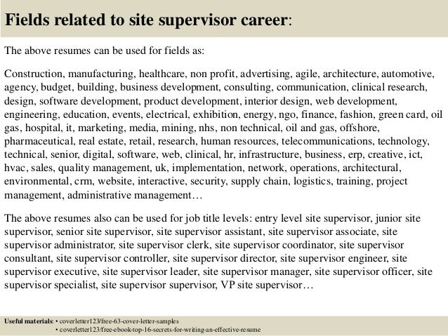 supervisor cover letter sample