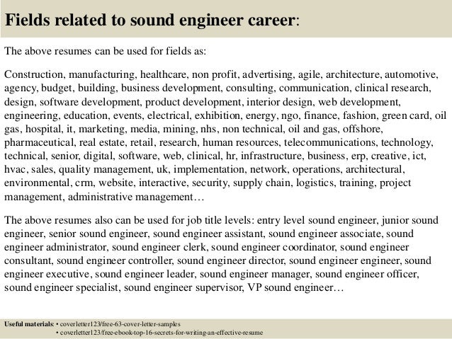 Audio Engineer Cover Letter for Resume audio engineer cover letter