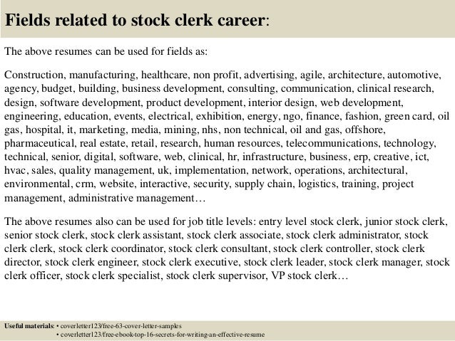 Top 5 stock clerk cover letter samples
