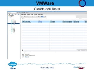 The Cloud Specialists
VMWare
Cloudstack Tasks
 