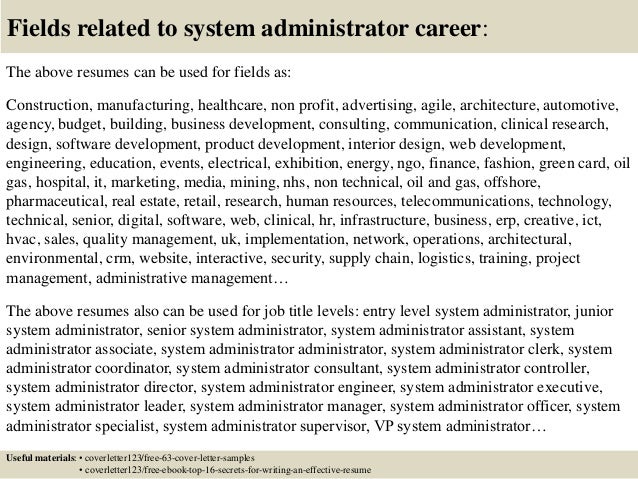 senior system administrator resume samples