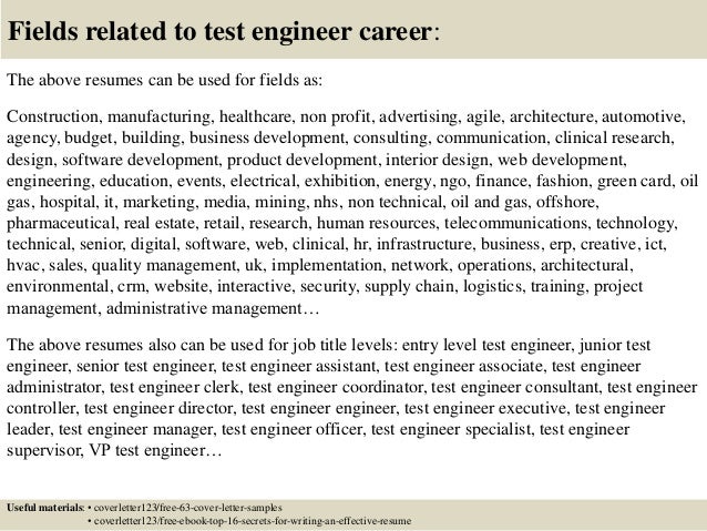 Cover letter examples for test engineers