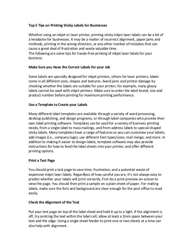 printer for sticky labels