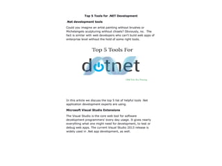 Top 5 tools_for_dot_net_development