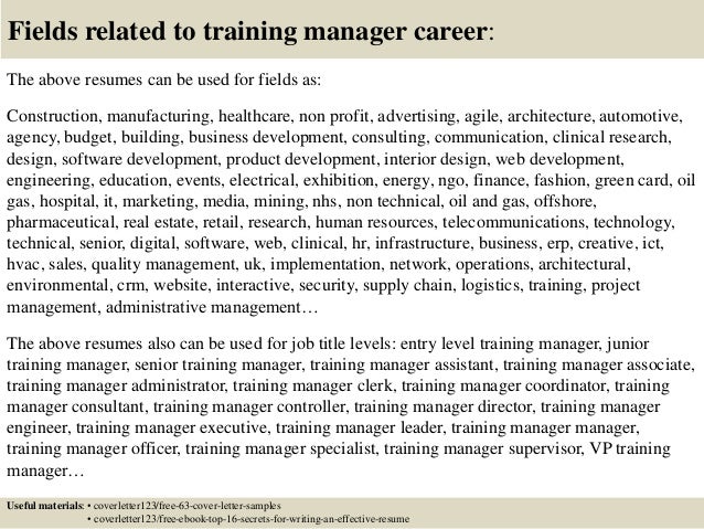 training manager cover letter