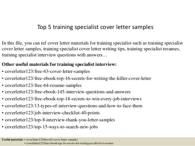 top 5 training specialist cover letter samples cover letter sample for it specialist