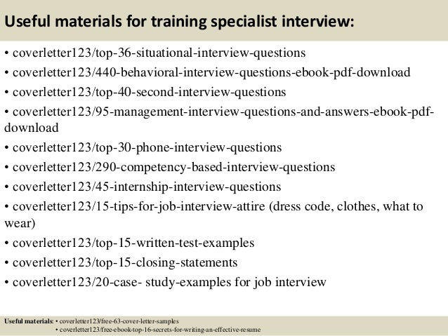 training specialist resumes