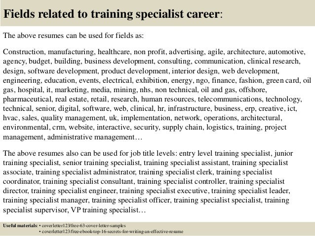 training specialist resumes