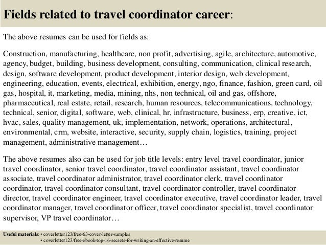 16 fields related to travel coordinator
