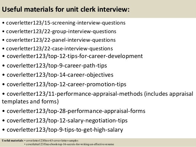 top 5 unit clerk cover letter samples unit clerk cover letter sample
