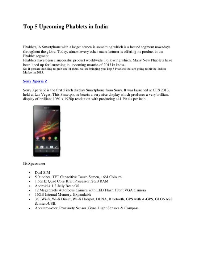 Top 5 upcoming phablets in india