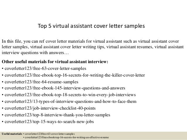 top 5 virtual assistant cover letter samples in this file you can ref cover letter
