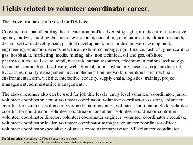 Volunteer coordinator cover letter samples