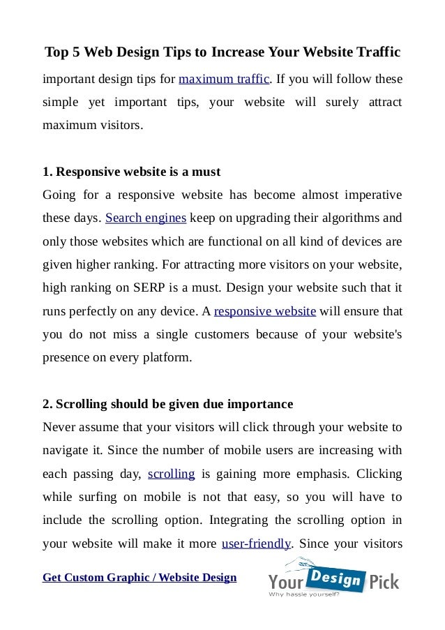 Designing Your Web Site to Maximize Traffic