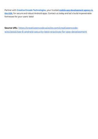 Top 6 Android Security Best Practices for App Development | PDF
