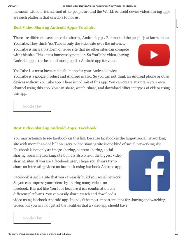 Top 6 best video sharing android apps share your videos