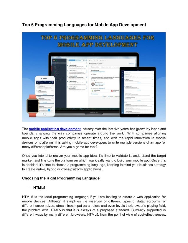 Top 6 Programming Languages For Mobile App Development