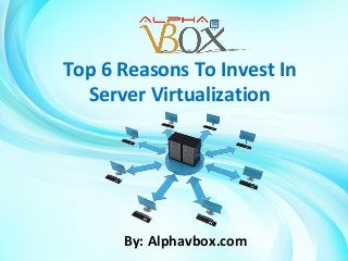 Top 6 Reasons To Invest In
Server Virtualization

By: Alphavbox.com

 