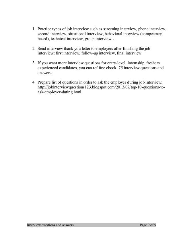 phone interview questions and answers examples