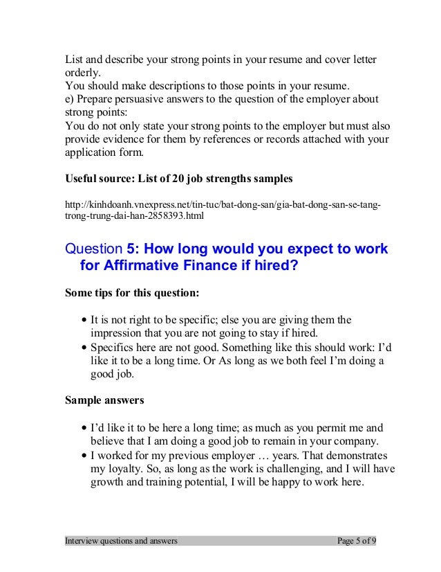 finance interview questions and answers