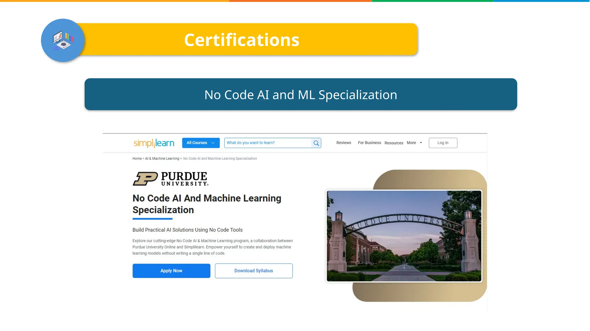 Certifications
No Code AI and ML Specialization
 