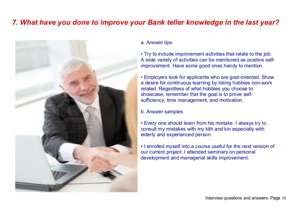 Top 7 bank teller interview questions answers