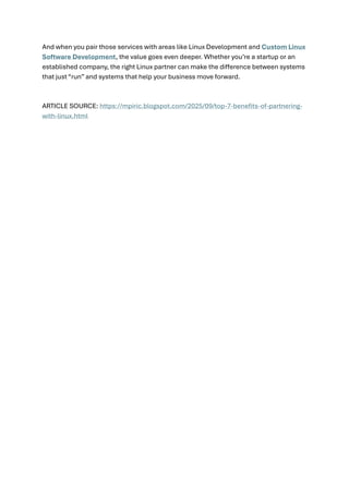 Top 7 Benefits of Partnering with a Linux Software Company Services ...