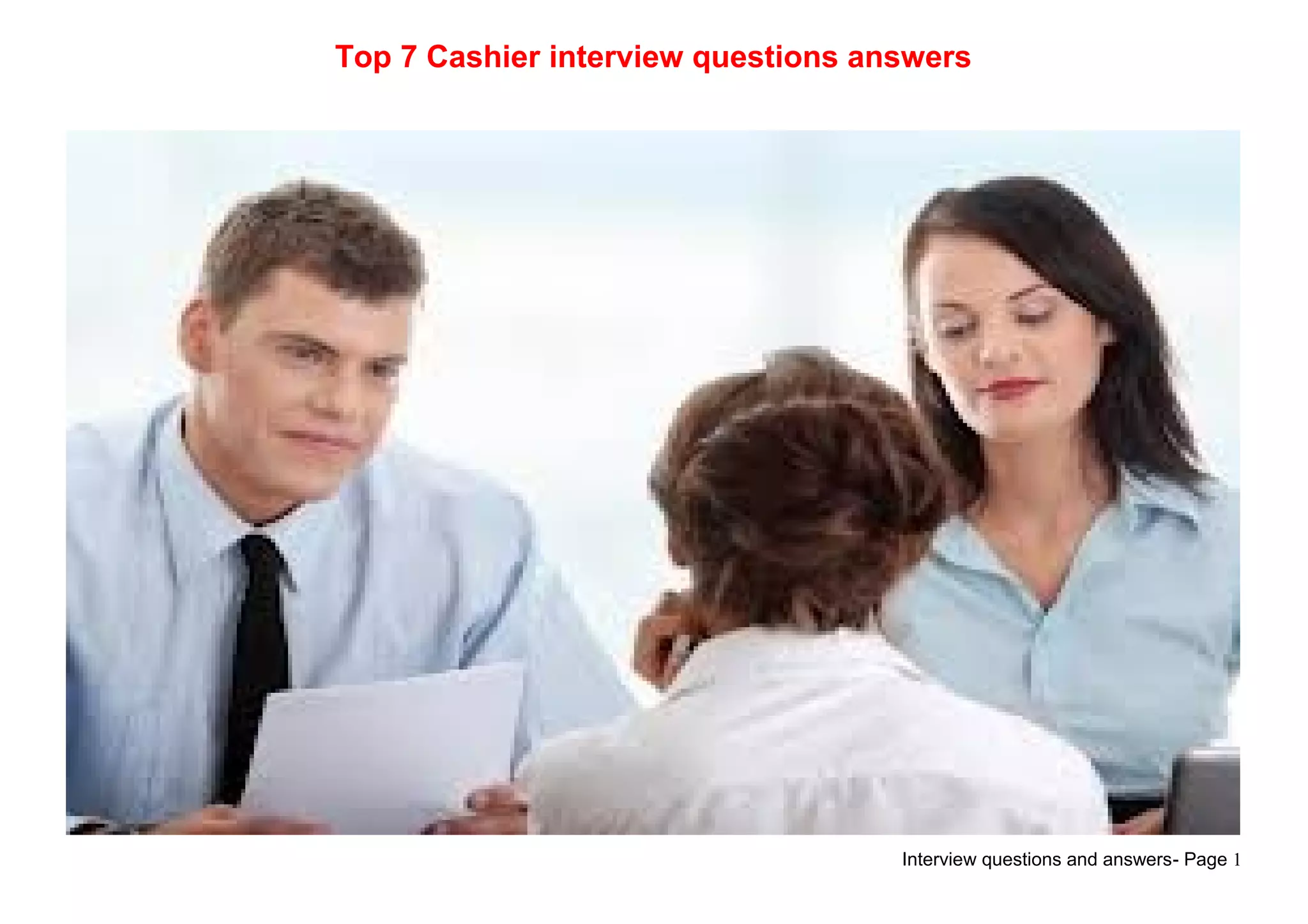 Top 7 cashier interview questions answers PPT