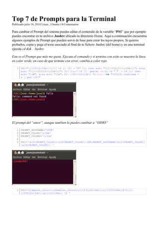 Top 7 de prompts para la terminal ubuntu life | PDF