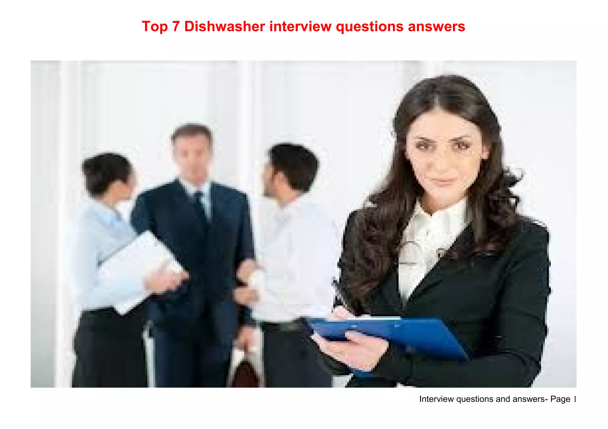 Top 7 dishwasher interview questions answers PPT