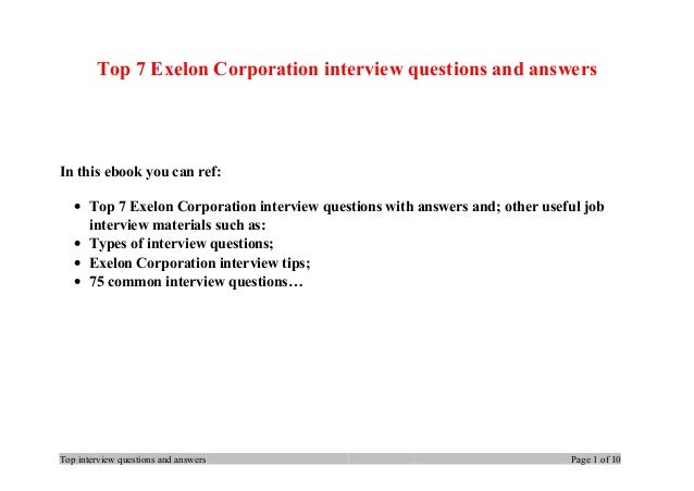 Exelon interview questions