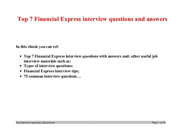top 7 financial express interview questions and answers common finance interview questions