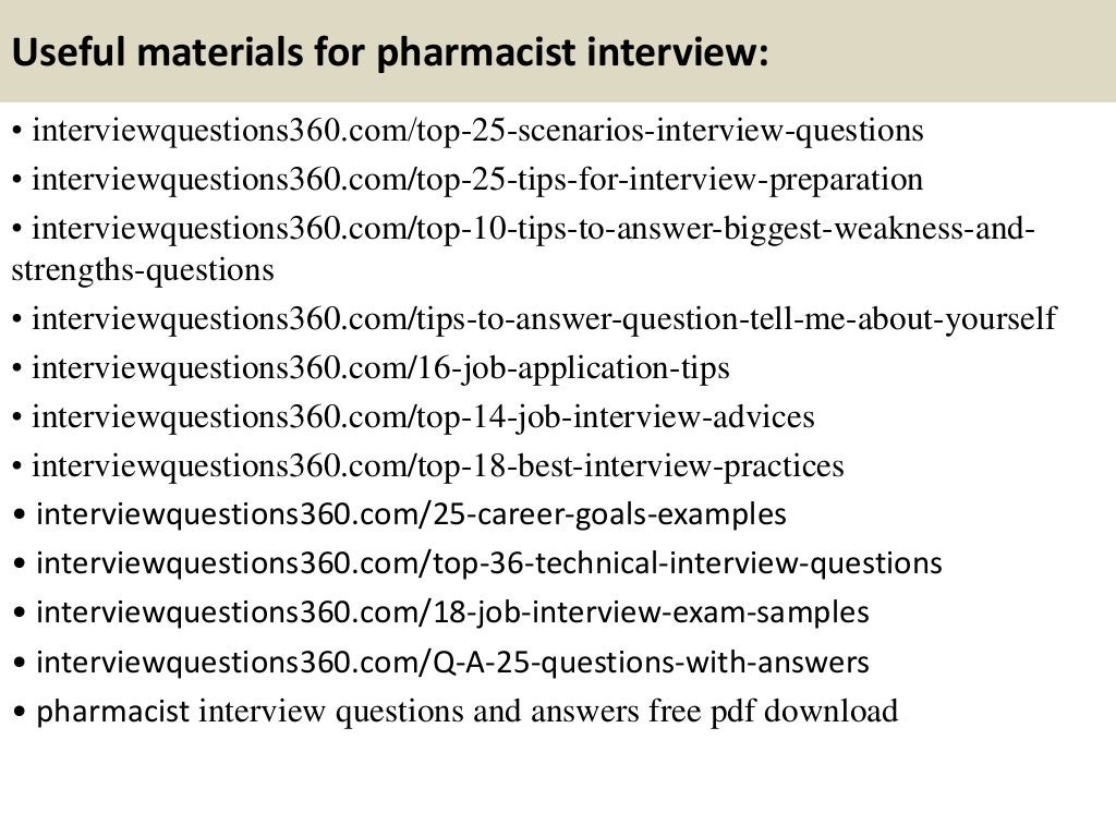Top 15 pharmacist interview questions and answers pdf