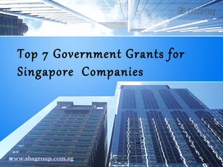 Top 7 Government Grants for
Singapore Companies
www.sbsgroup.com.sg
 