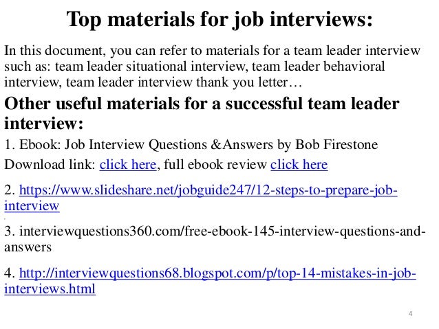 Interview Questions Team Leader Remar