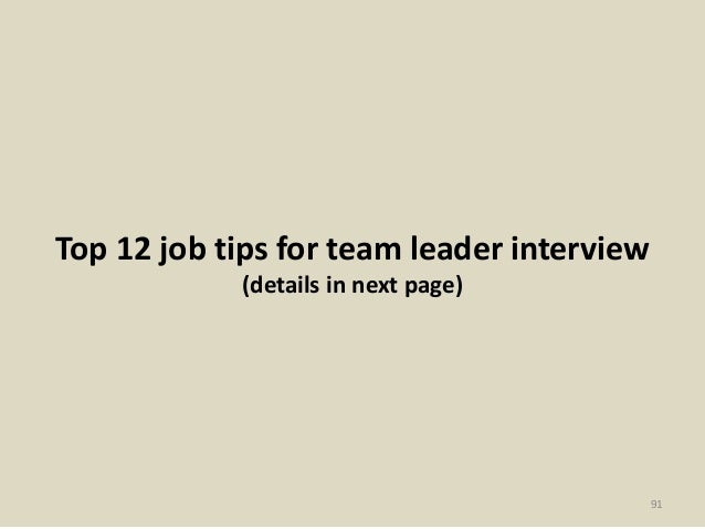 interview question for team leader