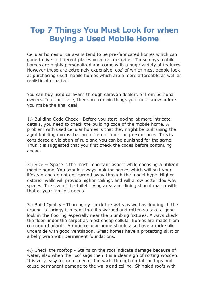 Top 7 things you must look for when buying a used mobile home