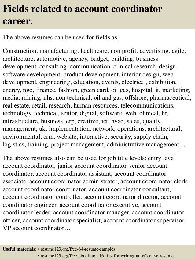 top 8 account coordinator resume samples account coordinator resumes