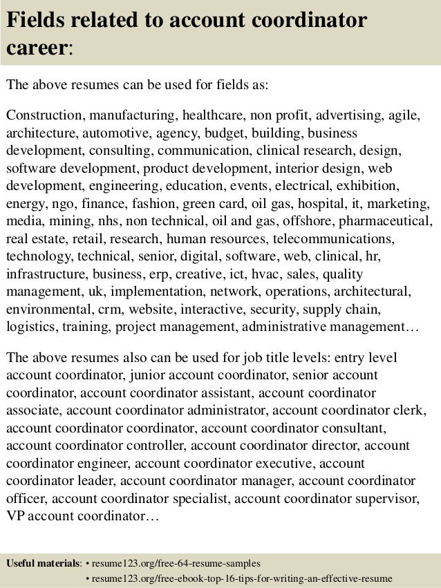 Account coordinator resume sample