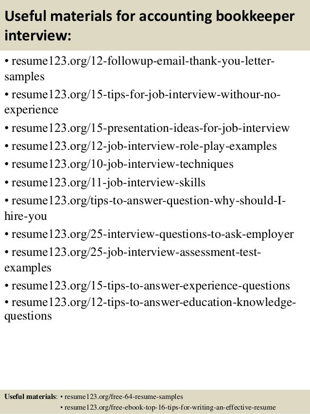 bookkeeper sample resumes
