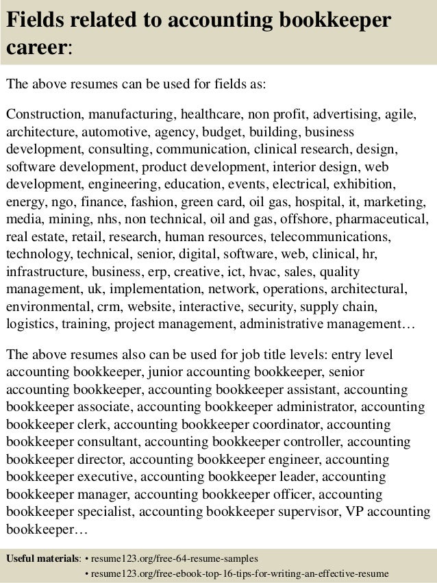 sample resume for bookkeeper